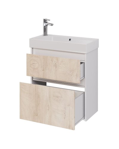 Тумба под раковину Dreja Slim 65 99.0501 подвесная Дуб кантри Белый глянец