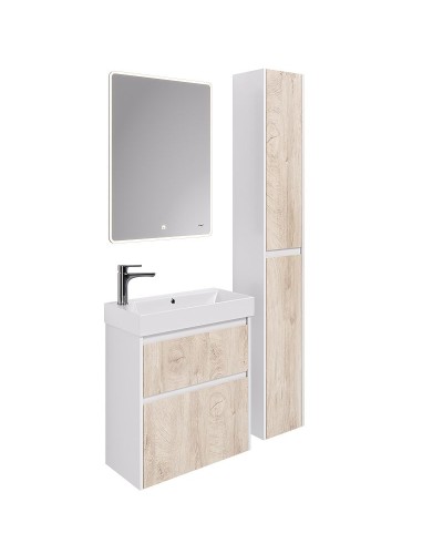 Тумба под раковину Dreja Slim 65 99.0501 подвесная Дуб кантри Белый глянец