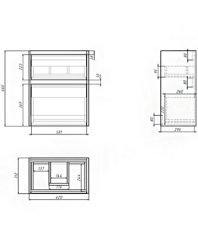 Тумба под раковину Dreja Slim 65 99.0501 подвесная Дуб кантри Белый глянец