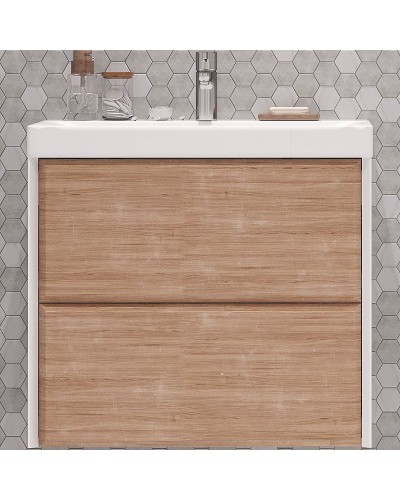 Тумба под раковину Velvex Gesso 70 tpGES.70.2Y-25.21 подвесная Белая Дуб сонома