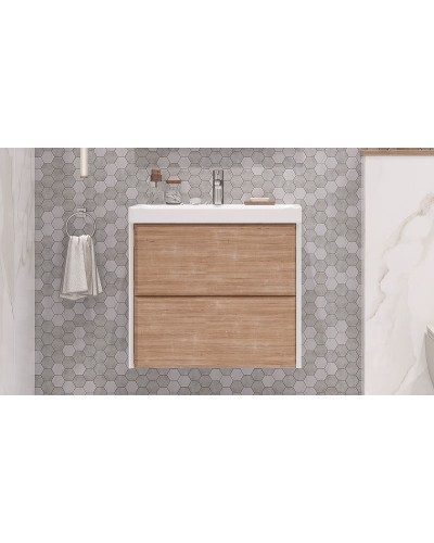 Тумба под раковину Velvex Gesso 70 tpGES.70.2Y-25.21 подвесная Белая Дуб сонома