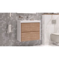 Тумба под раковину Velvex Gesso 70 tpGES.70.2Y-25.21 подвесная Белая Дуб сонома