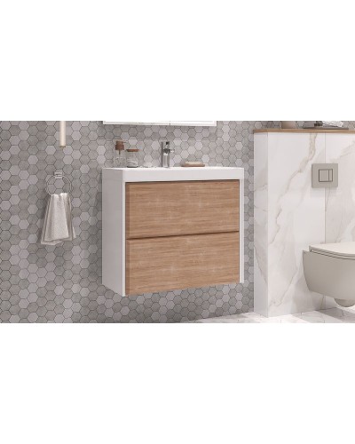 Тумба под раковину Velvex Gesso 70 tpGES.70.2Y-25.21 подвесная Белая Дуб сонома