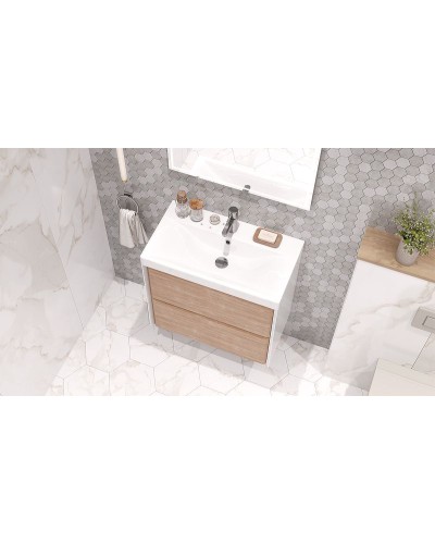 Тумба под раковину Velvex Gesso 70 tpGES.70.2Y-25.21 подвесная Белая Дуб сонома