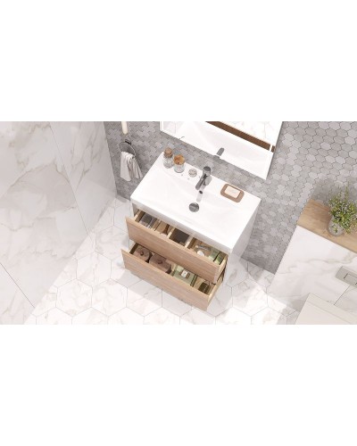 Тумба под раковину Velvex Gesso 70 tpGES.70.2Y-25.21 подвесная Белая Дуб сонома