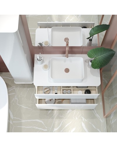 Тумба под раковину Creto Stella 100 16-CRE50/100/ подвесная Белая глянцевая