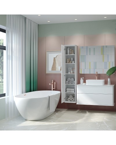 Тумба под раковину Creto Stella 100 16-CRE50/100/ подвесная Белая глянцевая