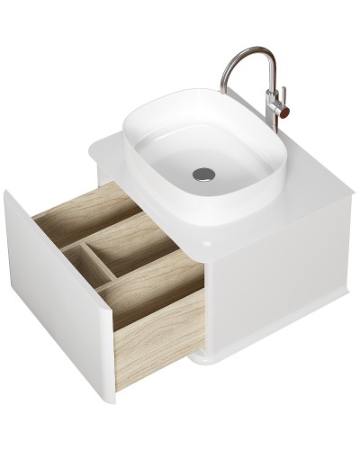 Тумба под раковину Creto Stella 60 16-CRE35/60/ подвесная Белая глянцевая