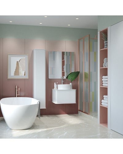 Тумба под раковину Creto Stella 60 16-CRE35/60/ подвесная Белая глянцевая