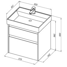 Тумба с раковиной Aquanet Nova Lite 60 245241 подвесная Дуб рошелье