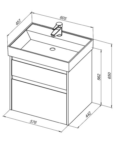Тумба с раковиной Aquanet Nova Lite 60 245241 подвесная Дуб рошелье