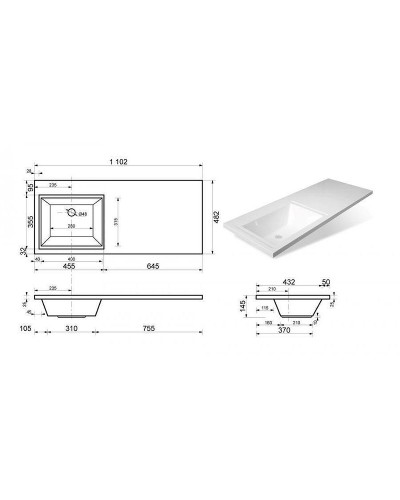 Тумба с раковиной Creto Cafor 110 R 19-W110R Белый глянец