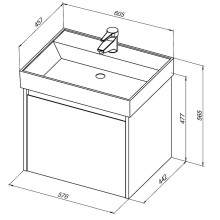 Тумба с раковиной Aquanet Nova Lite 60 245239 подвесная Дуб рошелье