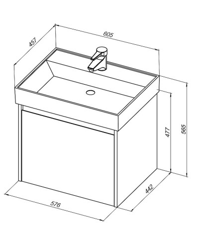 Тумба с раковиной Aquanet Nova Lite 60 245239 подвесная Дуб рошелье