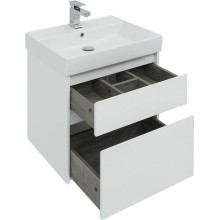 Тумба с раковиной Aquanet Nova Lite 60 245240 подвесная Белая глянцевая