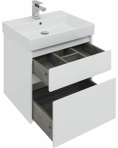 Тумба с раковиной Aquanet Nova Lite 60 245240 подвесная Белая глянцевая
