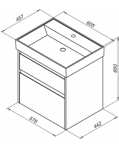 Тумба с раковиной Aquanet Nova Lite 60 245240 подвесная Белая глянцевая