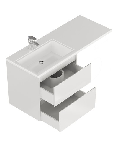 Тумба с раковиной Creto Cafor 130 L 19-W130L подвесная Белый глянец