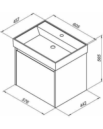 Тумба с раковиной Aquanet Nova Lite 60 245029 подвесная Белая глянцевая