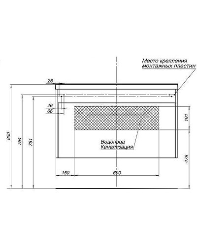 Тумба под раковину Aquanet Августа 100 274142 подвесная Белый глянец