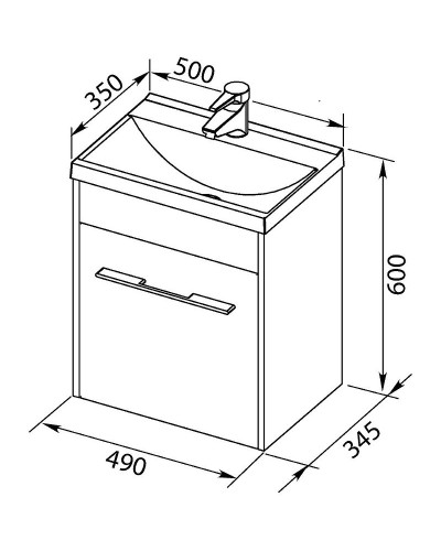 Тумба под раковину Aquanet Августа 50 274140 подвесная Белый глянец