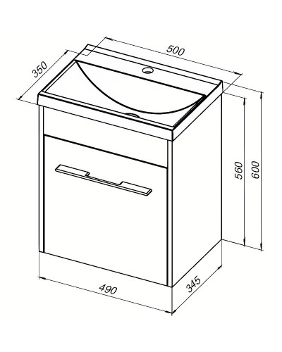 Тумба под раковину Aquanet Августа 50 274015 подвесная Белый глянец