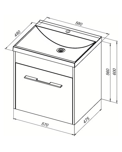 Тумба под раковину Aquanet Августа 58 274017 подвесная Белый глянец