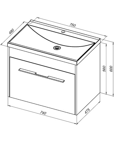 Тумба под раковину Aquanet Августа 75 274144 подвесная Белый глянец