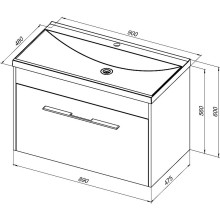 Тумба под раковину Aquanet Августа 90 274019 подвесная Белый глянец