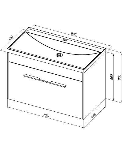 Тумба под раковину Aquanet Августа 90 274019 подвесная Белый глянец