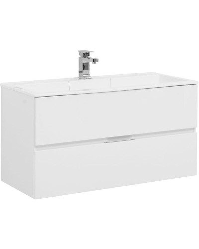 Тумба с раковиной Aquanet Алвита 100 238369 подвесная Белый глянец