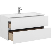 Тумба с раковиной Aquanet Алвита 100 238369 подвесная Белый глянец