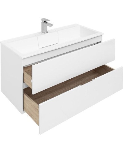 Тумба с раковиной Aquanet Алвита 100 238369 подвесная Белый глянец