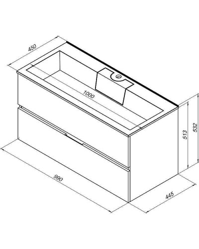 Тумба с раковиной Aquanet Алвита 100 238369 подвесная Белый глянец
