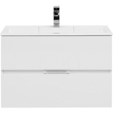 Тумба с раковиной Aquanet Алвита 80 238368 подвесная Белый глянец