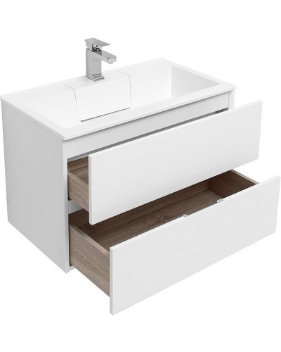 Тумба с раковиной Aquanet Алвита 80 238368 подвесная Белый глянец