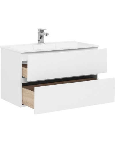 Тумба с раковиной Aquanet Алвита 90 238367 подвесная Белый глянец