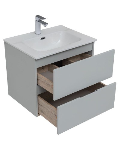 Тумба под раковину Aquanet Алвита New 60 277512 подвесная Серая матовая