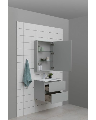 Тумба под раковину Aquanet Алвита New 60 277512 подвесная Серая матовая