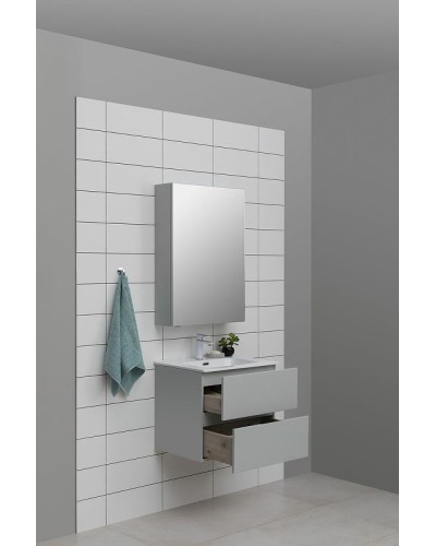 Тумба под раковину Aquanet Алвита New 60 277512 подвесная Серая матовая