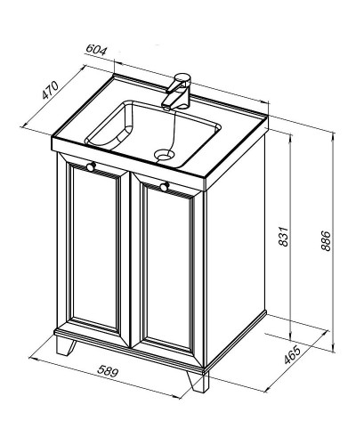 Тумба под раковину Aquanet Амели 60 261989 Белая матовая