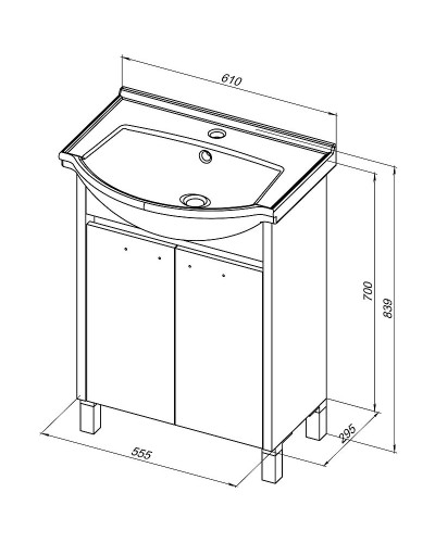 Тумба под раковину Aquanet Донна 60 273996 Белый дуб Белая