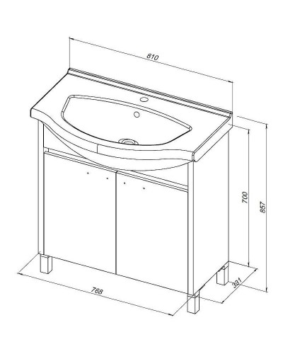 Тумба под раковину Aquanet Донна 80 274170 Белый дуб Белая