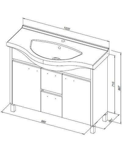 Тумба под раковину Aquanet Донна 100 274164 Белый дуб Белая