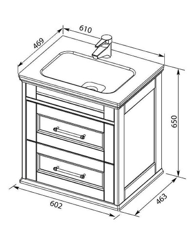 Тумба с раковиной Aquanet Бостон М 60 212667 Белая матовая