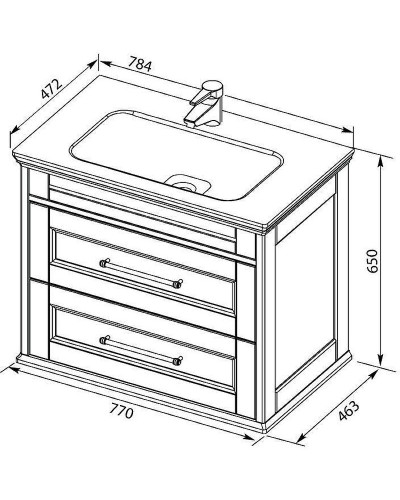 Тумба с раковиной Aquanet Бостон М 80 212668 Белая матовая