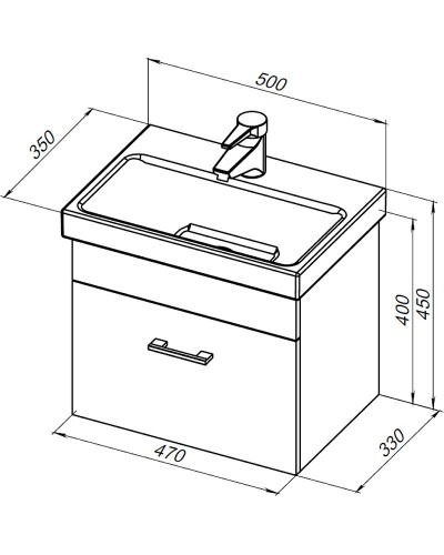 Тумба с раковиной Aquanet Верона 50 254066 подвесная Белый глянец