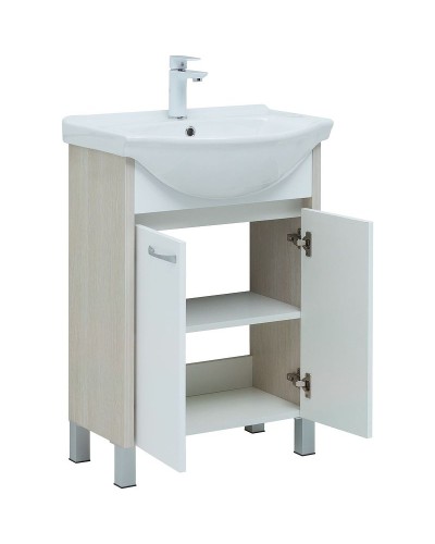 Тумба с раковиной Aquanet Донна 60 298579 Белый дуб Белая