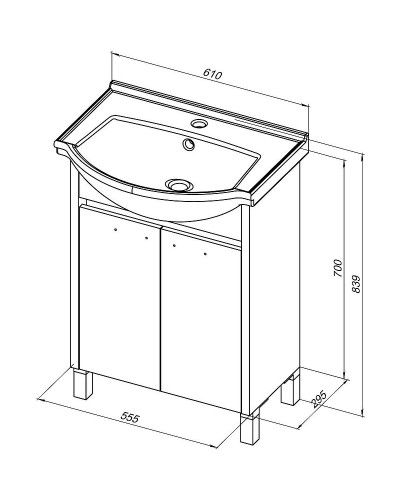Тумба с раковиной Aquanet Донна 60 298579 Белый дуб Белая