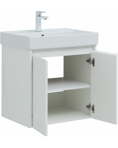 Тумба под раковину Aquanet Nova Lite 60 298847 подвесная Белая глянцевая